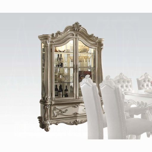 Acme Versailles Bone White Curio Cabinet