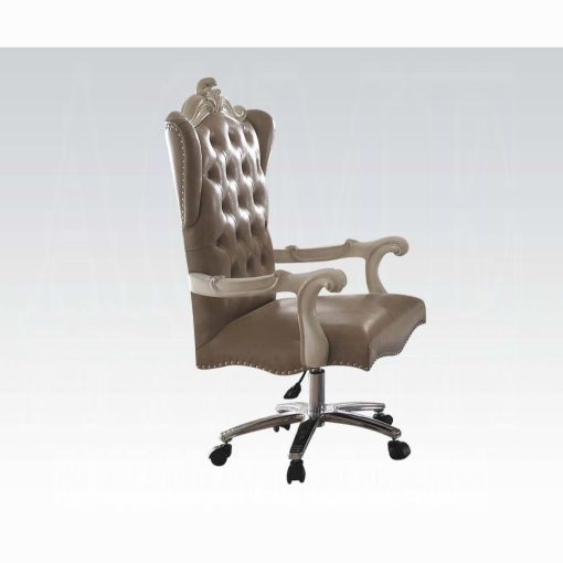 Acme Versailles Vintage Gray Synthetic Leather & Bone White Executive Office Chair