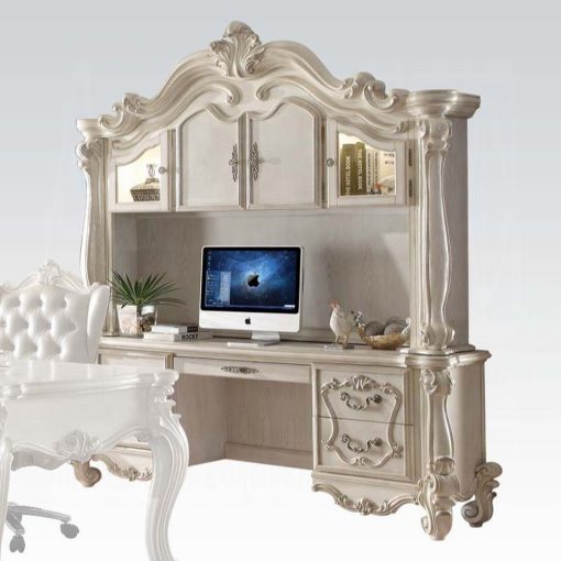 Acme Versailles Bone White Executive Computer Desk with Hutch - Image 3