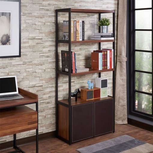Acme Walnut & Sandy Black Sara Bookshelf