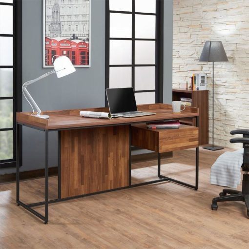 Acme Sara Walnut & Sandy Black Writing Desk