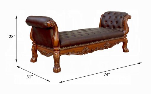 Acme Vendome Cherry Synthetic Leather & Cherry Bench - Image 2