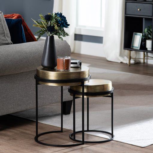 Crestview Hudson Textured Brass Nesting Tables