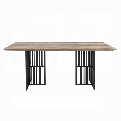Acme Zudora Wood Antique Oak & Black Dining Table - Image 3