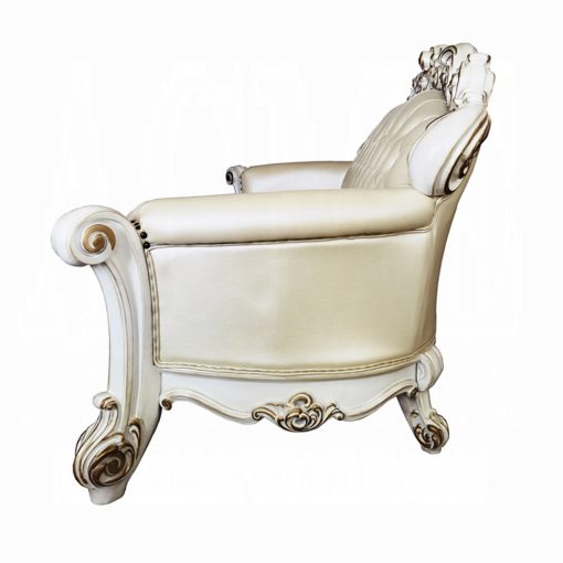 Acme Vendome Champagne Synthetic Leather & Antique Pearl Sofa with 5 Pillows - Image 6