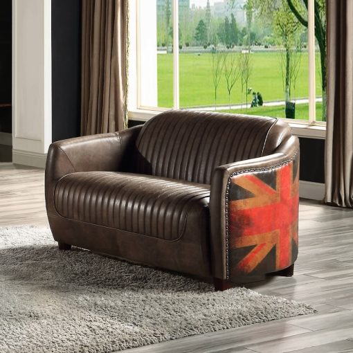 Acme Brancaster Antique Slate Top Grain Leather Loveseat