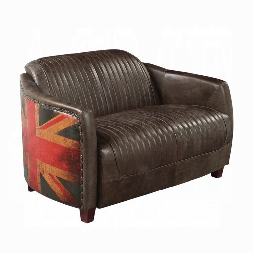Acme Brancaster Antique Slate Top Grain Leather Loveseat - Image 3