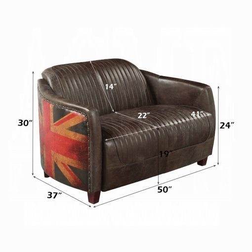 Acme Brancaster Antique Slate Top Grain Leather Loveseat - Image 6