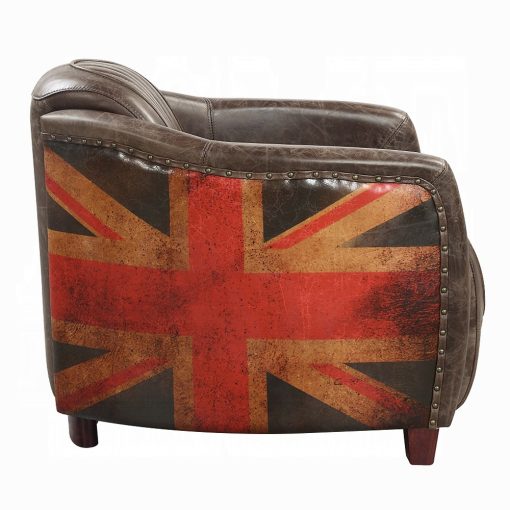 Acme Brancaster Antique Slate Top Grain Leather Chair - Image 6