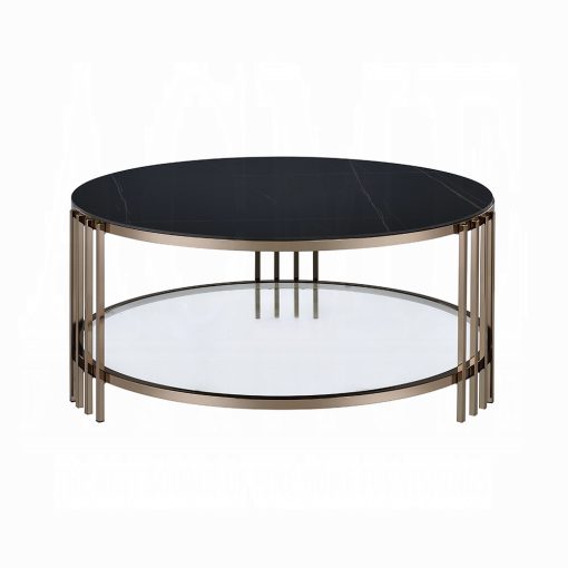 Acme Zaidee Sintered Stone & Champagne Coffee Table - Image 3