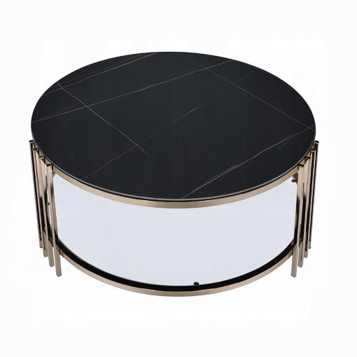 Acme Zaidee Sintered Stone & Champagne Coffee Table - Image 5