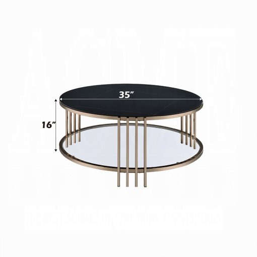 Acme Zaidee Sintered Stone & Champagne Coffee Table - Image 6
