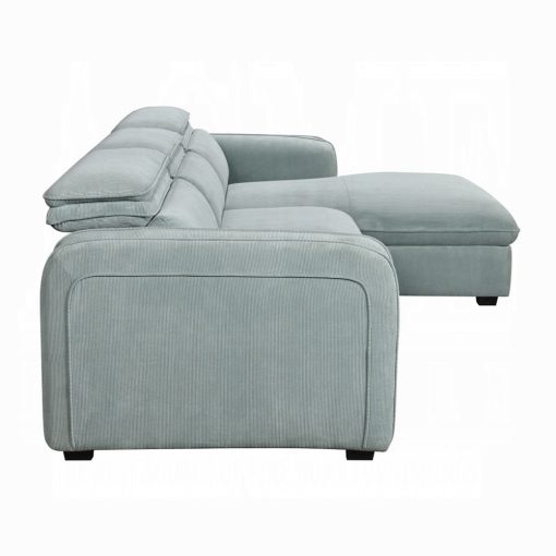 Acme Zavala Light Green Chenille Sectional Sofa with Sleeper & Storage - Image 4
