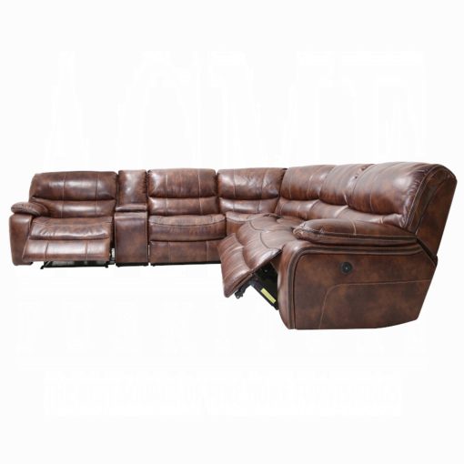Acme Brax Power Motion Two Tone Brown Synthetic Leather Sectional Sofa - Image 4