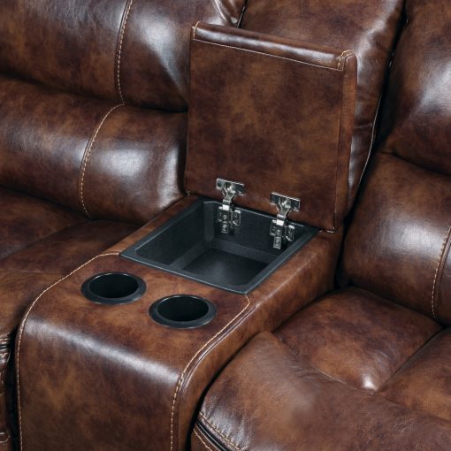 Acme Brax Power Motion Two Tone Brown Synthetic Leather Sectional Sofa - Image 7