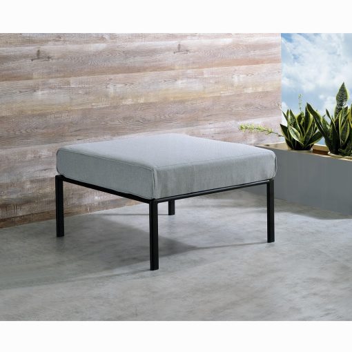 Acme Rajni Gray Fabric & Black Patio Ottoman