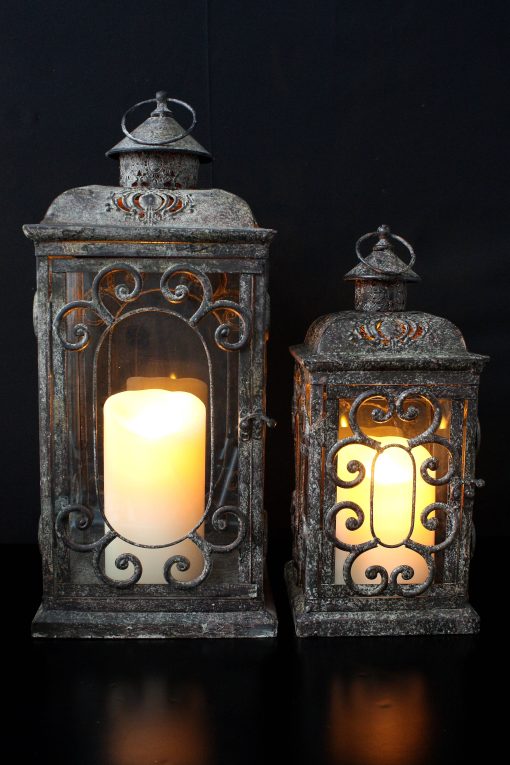 The Light Garden Metal Glass Lantern Set of 2