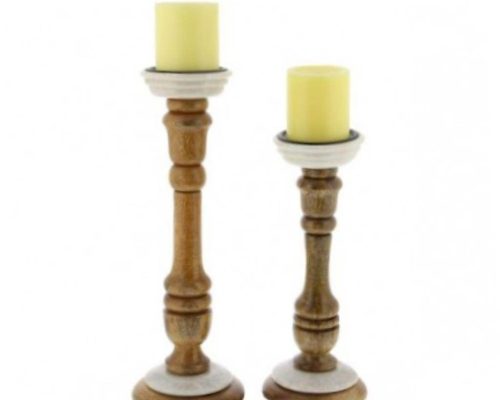 The Light Garden Wood Marble Candle Holder