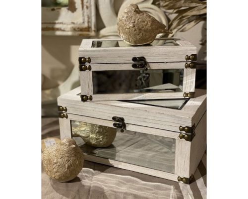 The Light Garden Metal Wooden Mirror Box Set of 2