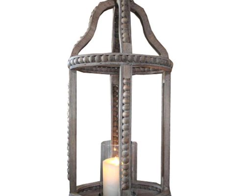 The Light Garden Wooden Glass Open Lantern with Bead Detailing
