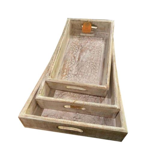 The Light Garden Wood Tray Set of 3