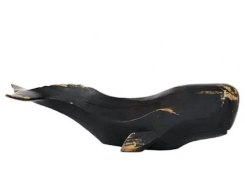 The Light Garden 24"L Black Polystone Whale Decor
