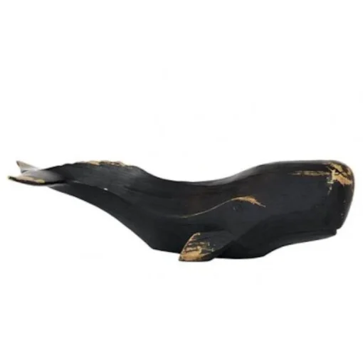 The Light Garden 24"L Black Polystone Whale Decor