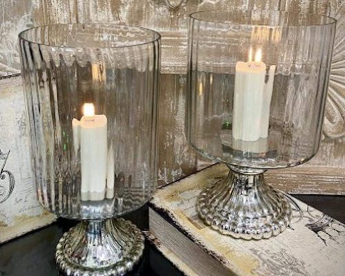 The Light Garden Clear Glass Hurricanes Set of 2