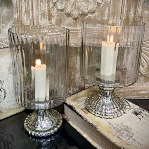 The Light Garden Clear Glass Hurricanes Set of 2