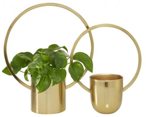 The Light Garden Matel Gold Ring Planters Set of 2