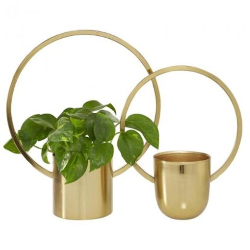 The Light Garden Matel Gold Ring Planters Set of 2