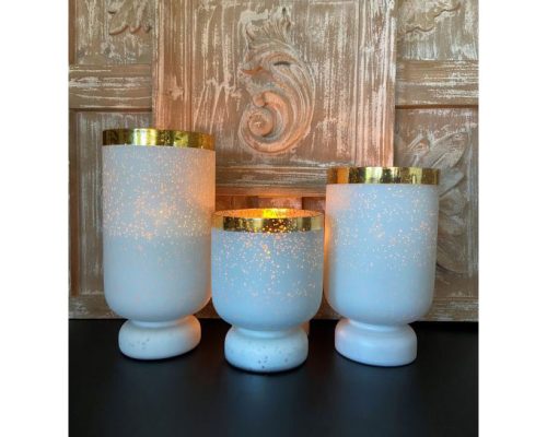 The Light Garden Matte White Glass Candle Holders Set of 3