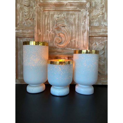 The Light Garden Matte White Glass Candle Holders Set of 3