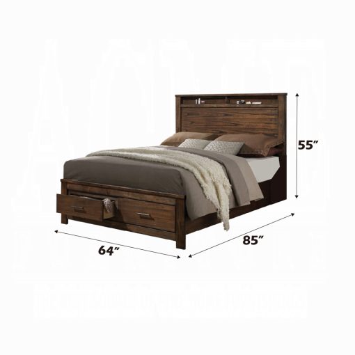 Acme Merrilee Oak Bed with Storage - Image 3