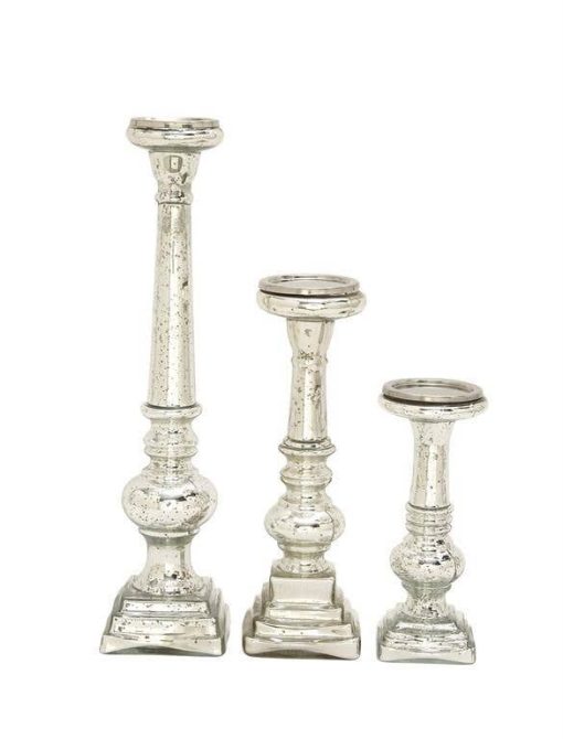 The Light Garden Silver Glass Candle Holder Set of 3