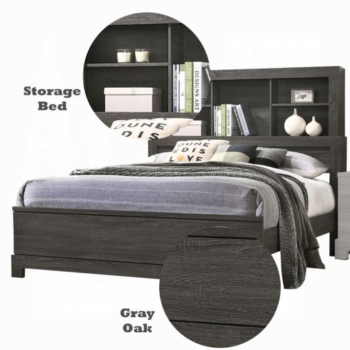 Acme Lantha Gray Oak Bed - Image 4