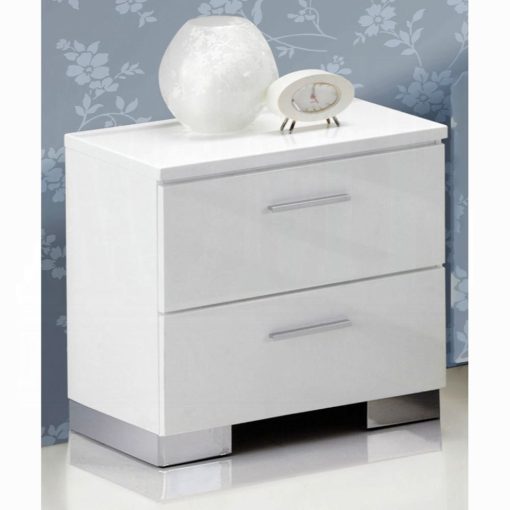 Acme Lorimar White & Chrome Leg Nightstand