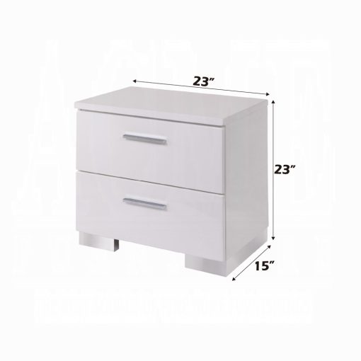 Acme Lorimar White & Chrome Leg Nightstand - Image 2