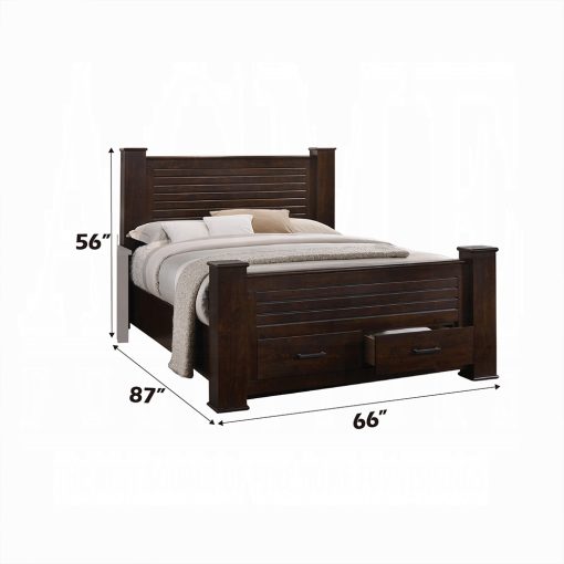 Acme Panang Mahogany Queen Bed with Storage - Image 3