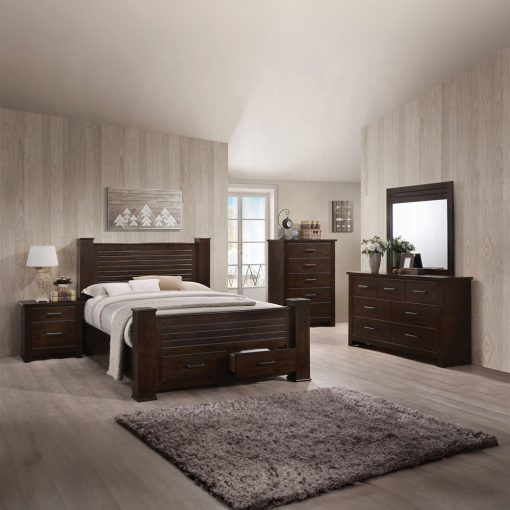 Acme Panang Mahogany Queen Bed with Storage - Image 4