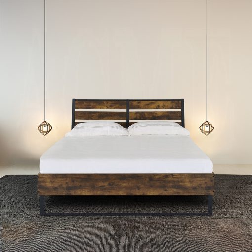 Acme Juvanth Rustic Oak & Black Bed