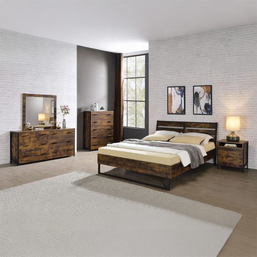 Acme Juvanth Rustic Oak & Black Bed - Image 2