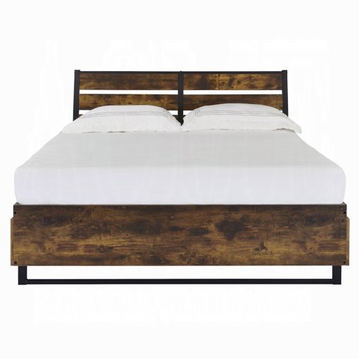 Acme Juvanth Rustic Oak & Black Bed with Storage - Image 4