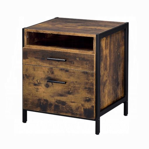 Acme Juvanth Rustic Oak & Black Nightstand - Image 4