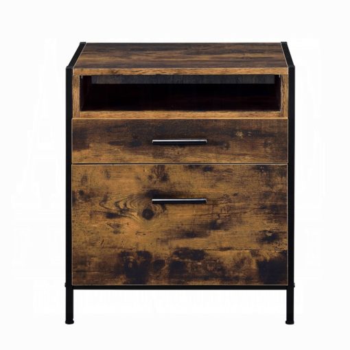 Acme Juvanth Rustic Oak & Black Nightstand - Image 3