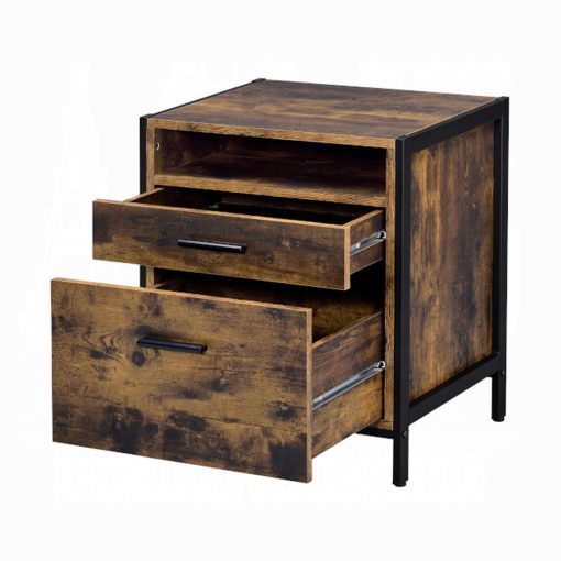 Acme Juvanth Rustic Oak & Black Nightstand - Image 5
