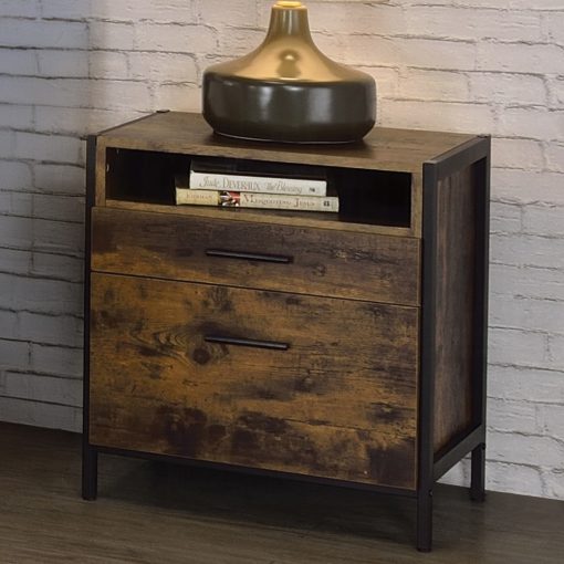 Acme Juvanth Rustic Oak & Black Nightstand