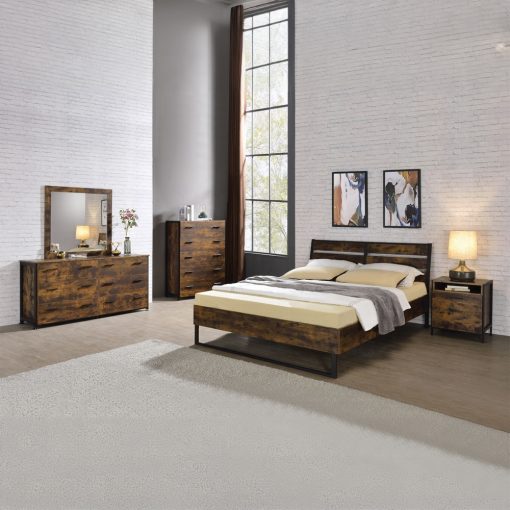 Acme Juvanth Rustic Oak & Black Nightstand - Image 2