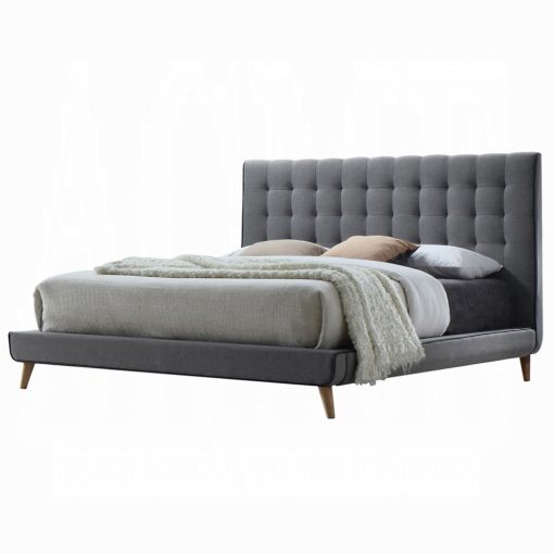 Acme Valda Light Gray Fabric Queen Bed - Image 2
