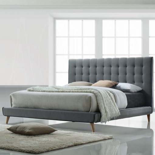 Acme Valda Light Gray Fabric Queen Bed